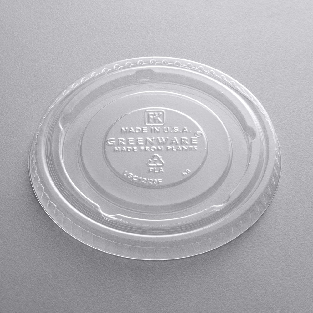 No Hole Compostable Flat Lid for 9 and 12 oz Cold Cup 1,000/case