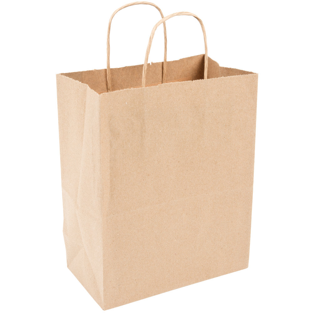Tempo Roll Handle Bag Kraft 8 x 4-3/4 x 10 250/case Recycled